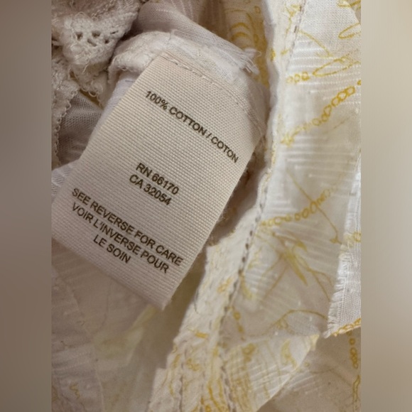 Free People "Dreamer" Yellow Ribbon Cotton Sundress Size 0 - Picture 10 of 11